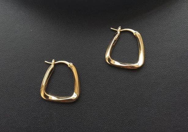 18K Gold Plated Geometric Square Hoop Earrings for Women