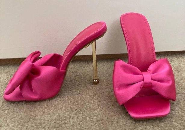 SheIn Pink Satin Bow Heels Size 6.5