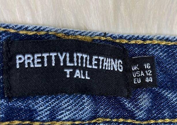 Pretty Little Thing Pretty little things Tall mid wash split hem jeans sz 12 Tall