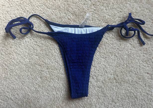 blue ribbed cheeky bikini bottoms