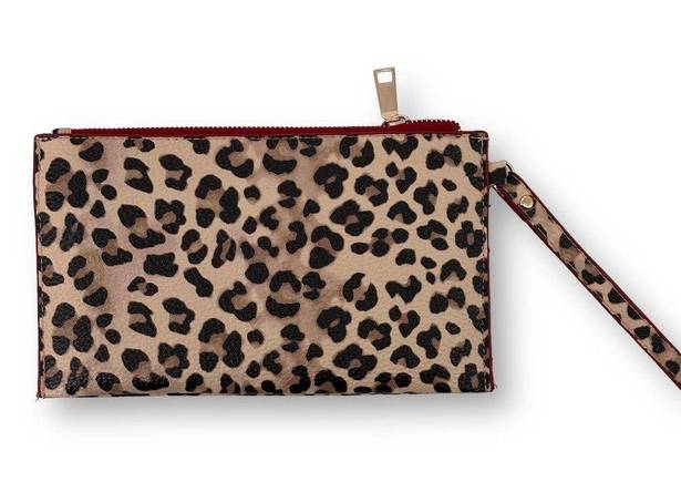 Chico's  Leopard Print Wristlet Wallet Two Piece Set Faux Leather