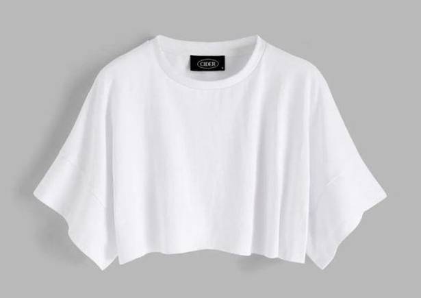 Cider White Solid Crop Top