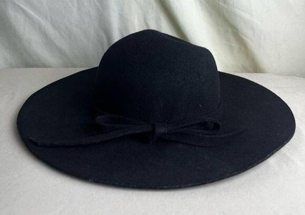 Pacific&Co San Diego Hat  Felted 100% Wool Hat Wide Brim Floppy SunHat Black