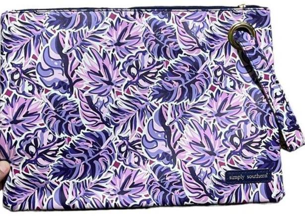 Simply Southern NWT Simply‎ Southern Women's Palm Leaf Leather Large Clutch Bag Purple