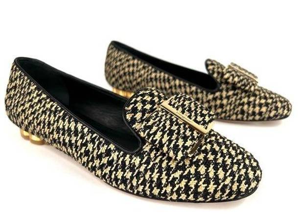 Salvatore Ferragamo  Sarno Bow Embellished Raffia Low Heel Loafers US 5 - EU 35.5