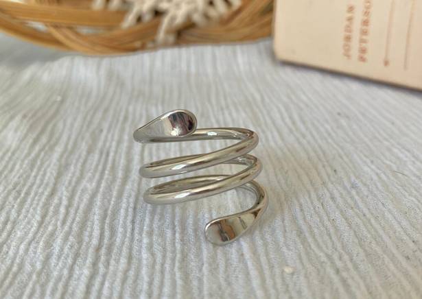 Vintage “Tirzah” Silver Swirl Wrap Ring Statement Classic Eclectic Chunky Western White