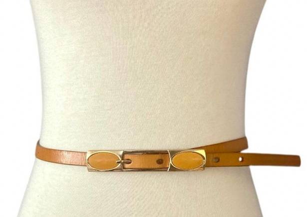 Gottex  Skinny Perforated Golden Leather Belt