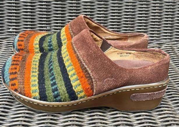 Born Kimmy Women's‎ Size 6 Wool Southwestern Clogs Mules Shoes Brown Multicolor