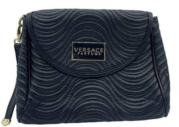 Versace  PARFUMS Faux Leather Black Quilted Wristlet Clutch Bag