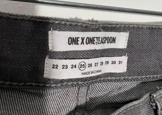 One Teaspoon OnexOneteaspoon Awesome Baggy Gray Ripped Jeans Size 25