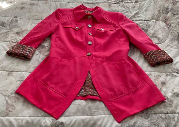 Christian LaCroix Vintage  Bazar Hot Pink 100% Wool Boho Blazer, size 40 or US 8