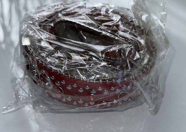 NEW RHINESTONE EMBELLISHED RED SILVER FASHION BELT