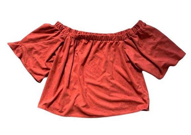 Essue  Burnt Orange Off the Shoulder Cropped Top M