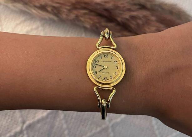 Dainty Vintage Gold Quartz Cuff Watch