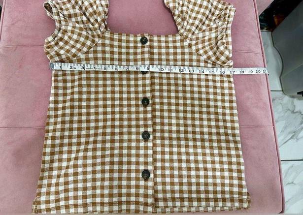 Madewell  Gingham Jacquard Square-Neck Puff Sleeve Top Size Small