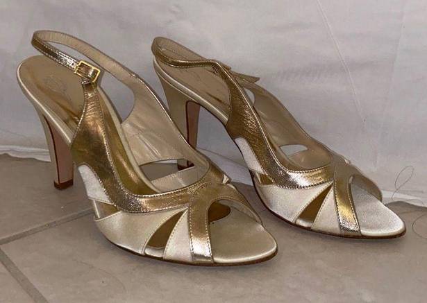 Bebe Italian Leather Gold Heels