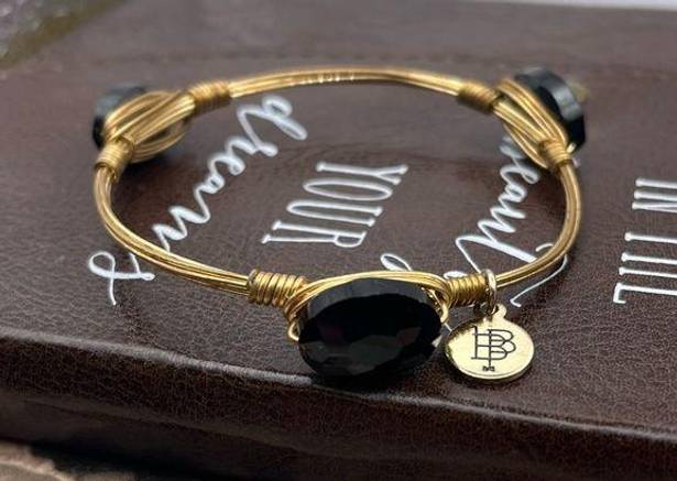 Onyx Bourbon and Bowties Women’s Black  Gold Plated Wire Wrapped Bangle Bracelet