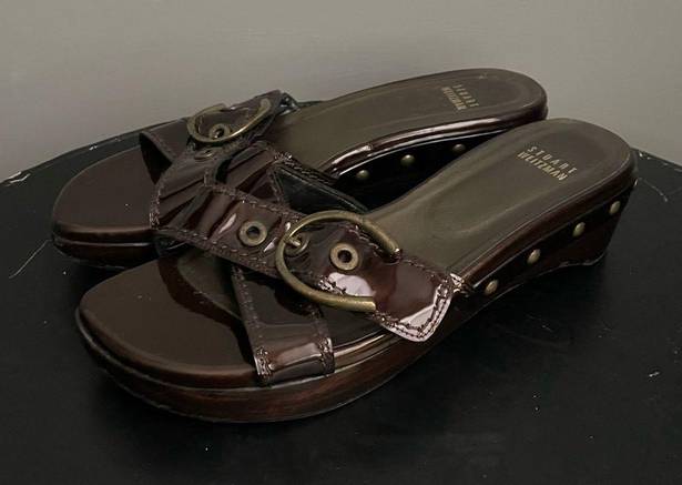 Stuart Weitzman  Brown Patent Leather Clog Sandals Women’s size 8.5