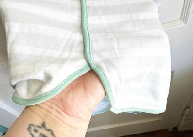 LAKE Pima Cotton Maternity Long Sleeve Striped Nightgown In Celadon Medium M