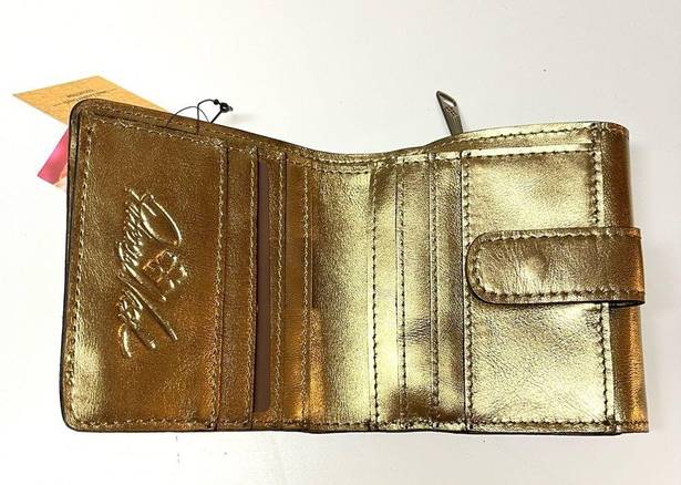 Patricia Nash Verla Gold Vintage Leather Trifold Wallet with RFID Protection