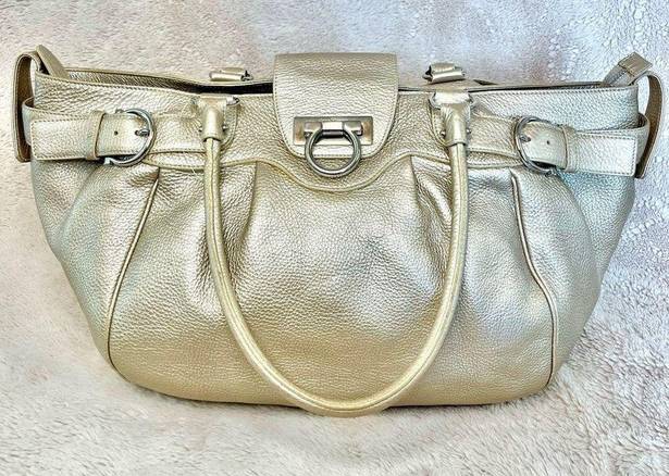 Salvatore Ferragamo  Gancini Gold Metallic Shoulder Bag