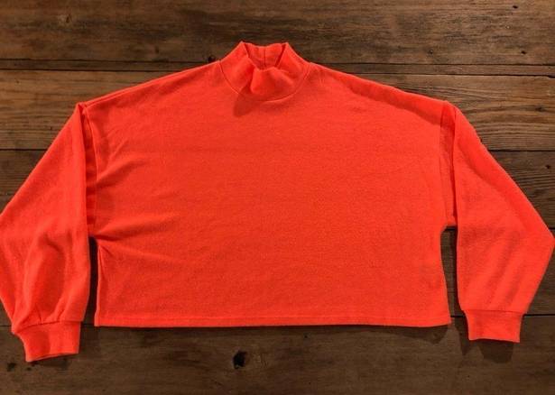 New Look  brand, neon orange/coral fluffy crop top Sz Small