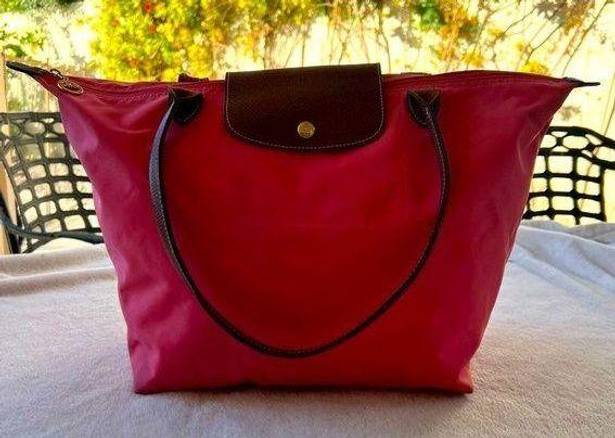 Longchamp  bright pink “Le Pilage” tote bag