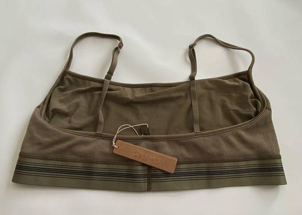 SKIMS NWT  Stretch Cotton Rib Scoop Bralette size L color army