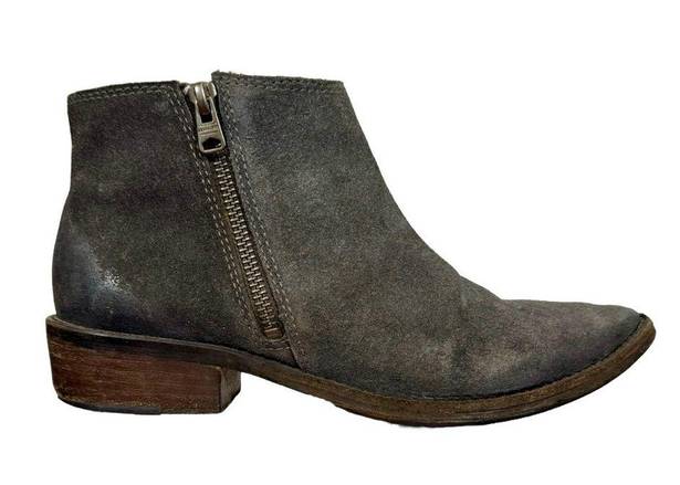 ALLSAINTS  Yuree Mid Double Zip Distressed Suede Boot Bootie in Dark Gray sz:38/8