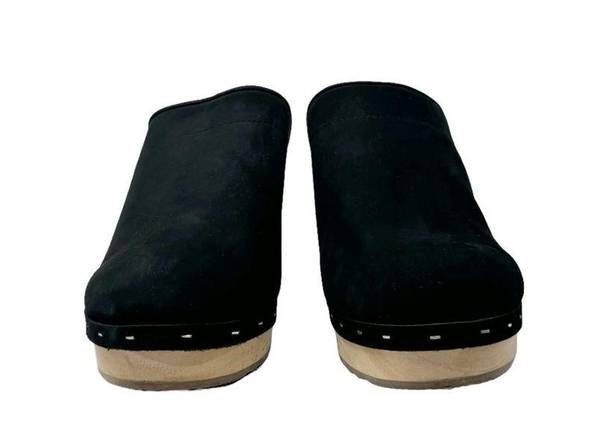 Loft  New Leather Wooden Heel Clogs Black Womens Size 9