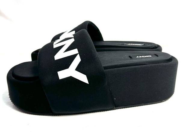 DKNY  Black Vasi Platform Slide Sandals Shoes Size 9.5