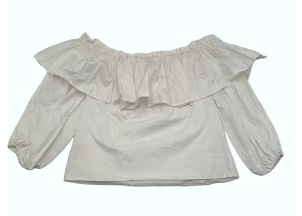 Alexis  Off Shoulder White Ruffle Pullover Blouse XS