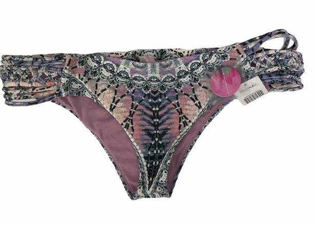 Raisin's  Bikini Bottoms Swim Macrame Boy Short Dusty Blue Boho NWT Size Medium