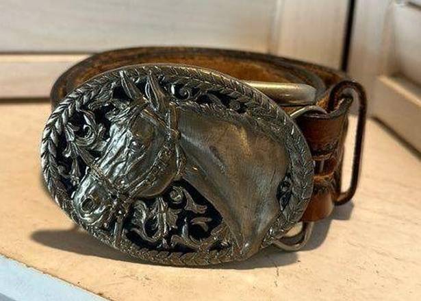 Vintage C&J Full Grain Cowhide Belt With Horse Buckle