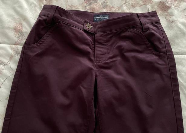 Emporio Armani New Sabrina Maroon Burgundy Cropped Slim Skinny Jeans, size 28”