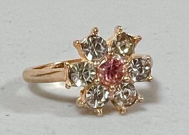 Daisy Gold Pink  Flower Diamond Gemstone Band Ring Jewelry Size 8 🌸✨