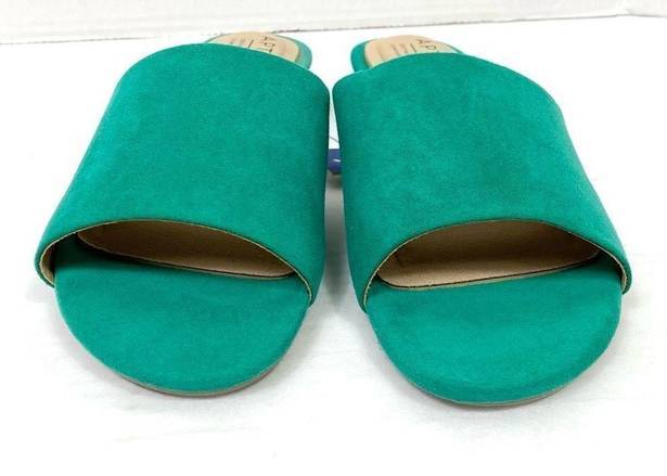 Apt. 9  Bellus Bright Green Faux Suede Wedge Mules Slide Sandals