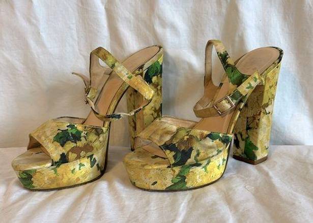 Kate Spade  Floral Strappy Open Toe Ila Italian Sandal Platform Heels