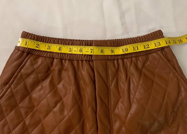 idem Ditto Higher Class Faux Leather Quilted Shorts Caramel Brown size M