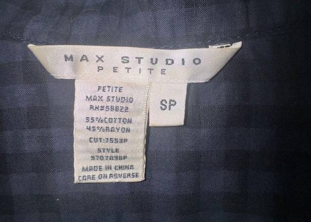 Max Studio  blue and black plaid shirt lace and embroidered sleeves size small P