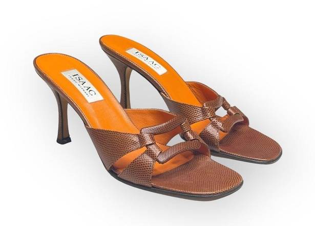 Isaac Mizrahi new  ⌘ Lizard Kitten Heel Sandal ⌘ Orange ⌘ SJP Sex and the City ⌘