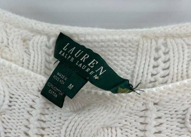 Polo Lauren  Ralph Lauren fisher cableknit white sweater 3/4 sleeve size medium