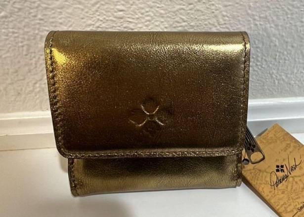 Patricia Nash Verla Gold Vintage Leather Trifold Wallet with RFID Protection