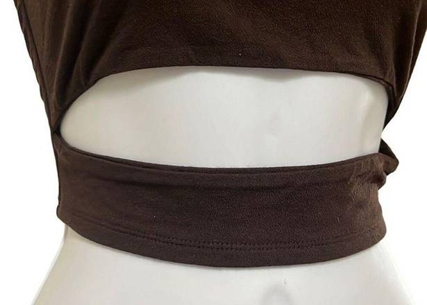 Naked Wardrobe  Womens Size XS Crop Top Brown Front Cutout Sleeveless NWT