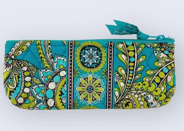 Vera Bradley  Peacock Turquoise Blue Green Pencil Brush Cosmetic Zip Pouch