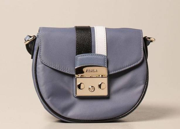 Furla mini metropolis blue nylon crossbody bag