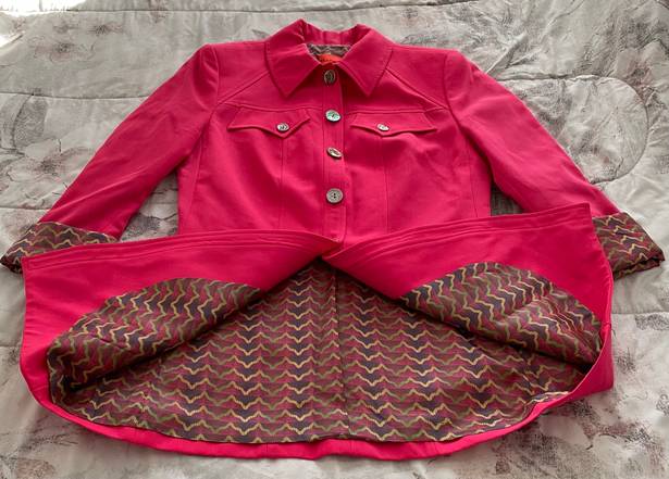 Christian LaCroix Vintage  Bazar Hot Pink 100% Wool Boho Blazer, size 40 or US 8