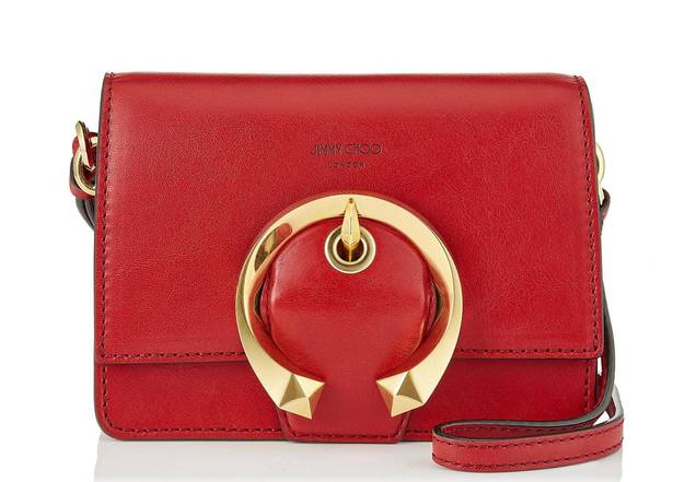 Jimmy Choo Red Leather Madeline Shoulder Bag Purse Crossbody