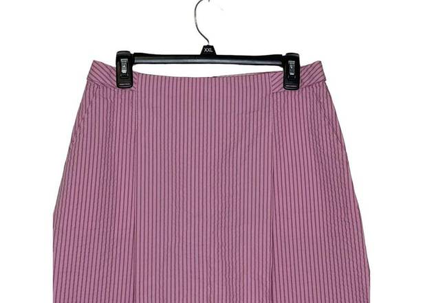 Brooks Brothers  Women Skirt Striped Pleated A-Line Cotton Red Fleece Pink Size 8