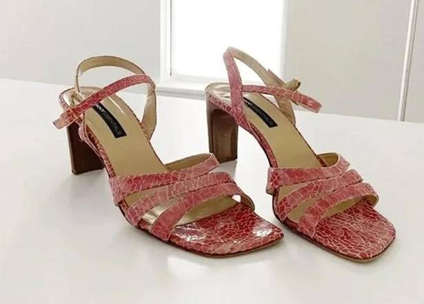 DKNY Essentials Vintage Snakeskin Embossed Heeled Sandals